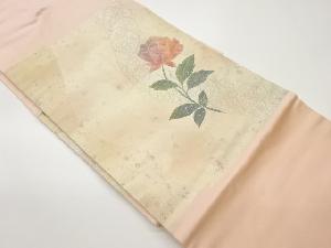 引箔曲線に花葉模様織出し名古屋帯